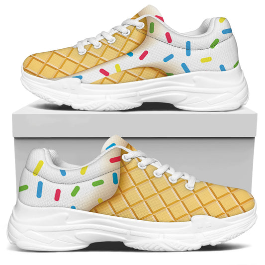 White Ice Cream Melted Print White Chunky Shoes