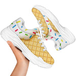 White Ice Cream Melted Print White Chunky Shoes