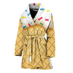 White Ice Cream Melted Print Women's Bathrobe