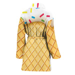 White Ice Cream Melted Print Women's Bathrobe