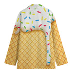 White Ice Cream Melted Print Women's Blazer