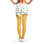 White Ice Cream Melted Print Women's Leggings