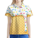 White Ice Cream Melted Print Women's Polo Shirt