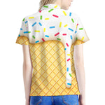 White Ice Cream Melted Print Women's Polo Shirt