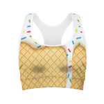White Ice Cream Melted Print Women's Sports Bra