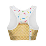 White Ice Cream Melted Print Women's Sports Bra