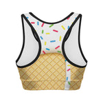 White Ice Cream Melted Print Women's Sports Bra