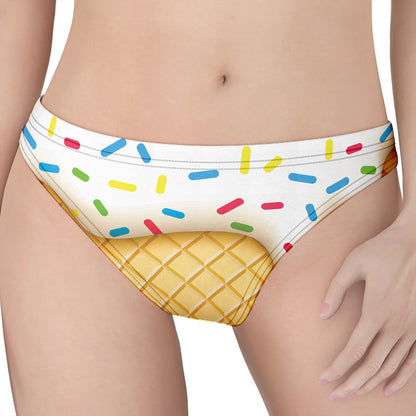 White Ice Cream Melted Print Women's Thong