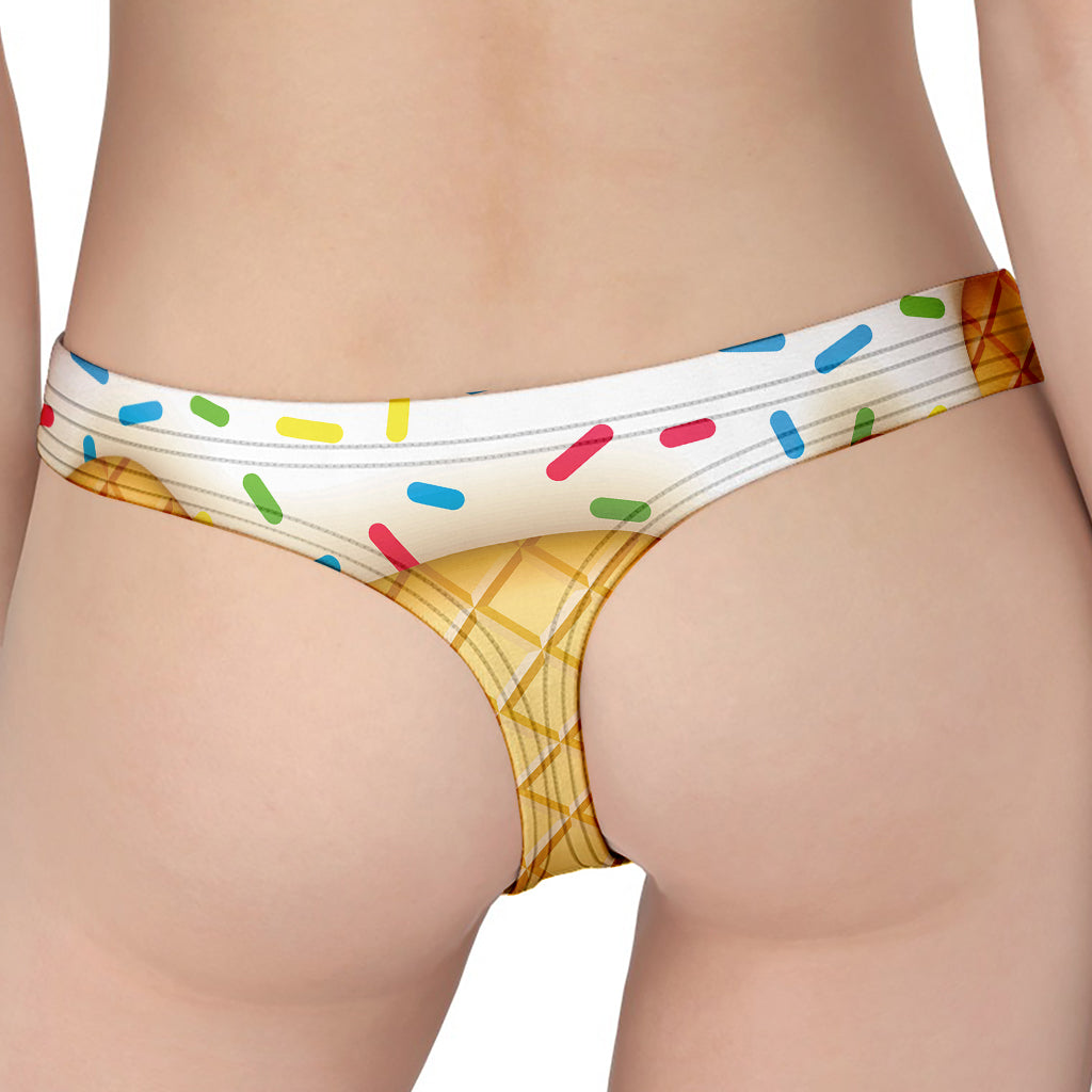 White Ice Cream Melted Print Women's Thong