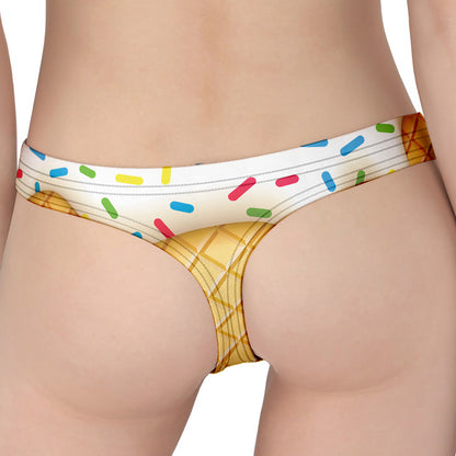 White Ice Cream Melted Print Women's Thong