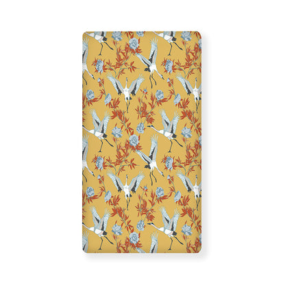 White Japanese Cranes Pattern Print Baby Crib Sheet
