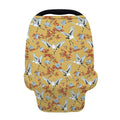 White Japanese Cranes Pattern Print Baby Seat Cover