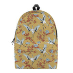 White Japanese Cranes Pattern Print Backpack