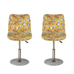 White Japanese Cranes Pattern Print Bar Stool Covers