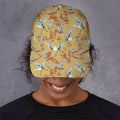 White Japanese Cranes Pattern Print Baseball Cap