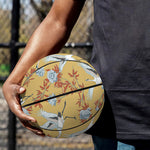 White Japanese Cranes Pattern Print Basketball