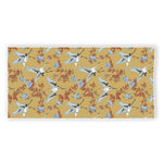 White Japanese Cranes Pattern Print Beach Towel
