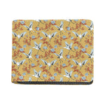 White Japanese Cranes Pattern Print Bifold Wallet