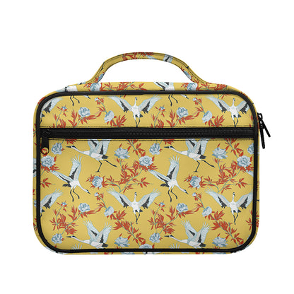 White Japanese Cranes Pattern Print Briefcase Bible Bag