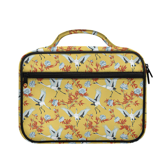 White Japanese Cranes Pattern Print Briefcase Bible Bag