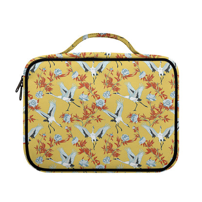 White Japanese Cranes Pattern Print Briefcase Bible Bag