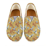 White Japanese Cranes Pattern Print Casual Shoes