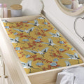 White Japanese Cranes Pattern Print Changing Pad Cover