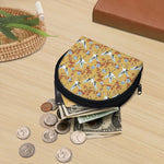 White Japanese Cranes Pattern Print Coin Purse