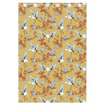 White Japanese Cranes Pattern Print Curtain