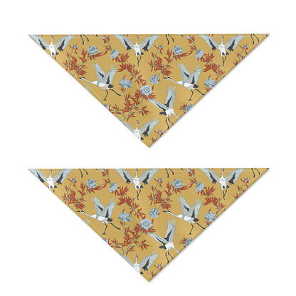 White Japanese Cranes Pattern Print Dog Bandana
