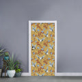White Japanese Cranes Pattern Print Door Sticker
