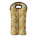 White Japanese Cranes Pattern Print Double Neoprene Wine Tote