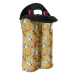 White Japanese Cranes Pattern Print Double Neoprene Wine Tote