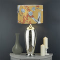 White Japanese Cranes Pattern Print Drum Lamp Shade