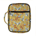 White Japanese Cranes Pattern Print Front Pocket Bible Bag