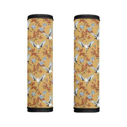White Japanese Cranes Pattern Print Handle Covers