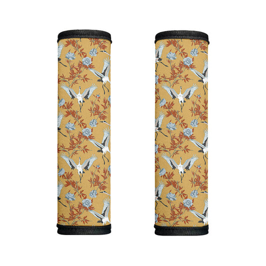 White Japanese Cranes Pattern Print Handle Covers