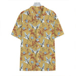 White Japanese Cranes Pattern Print Hawaiian Shirt