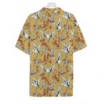 White Japanese Cranes Pattern Print Hawaiian Shirt