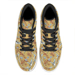 White Japanese Cranes Pattern Print High Top Leather Sneakers