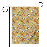 White Japanese Cranes Pattern Print House Flag