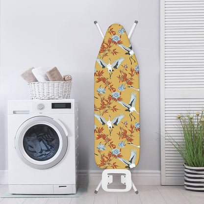 White Japanese Cranes Pattern Print Ironing Board Cover