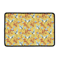White Japanese Cranes Pattern Print Kitchen Mat