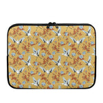 White Japanese Cranes Pattern Print Laptop Sleeve