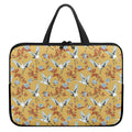 White Japanese Cranes Pattern Print Laptop Sleeve With Handle