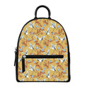 White Japanese Cranes Pattern Print Leather Backpack