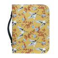 White Japanese Cranes Pattern Print Leather Bible Cover