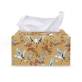 White Japanese Cranes Pattern Print Leather Tissue Box Cover