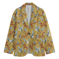 White Japanese Cranes Pattern Print Men's Blazer