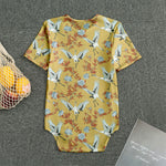 White Japanese Cranes Pattern Print Men's Bodysuit